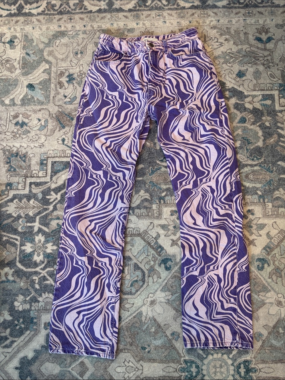 Zara Purple and Lavender Zebra-Stripe Jeans